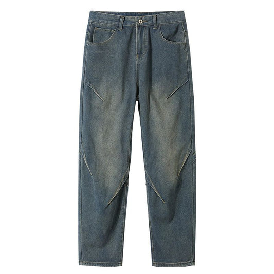 Faded Pleats Stitched Jeans