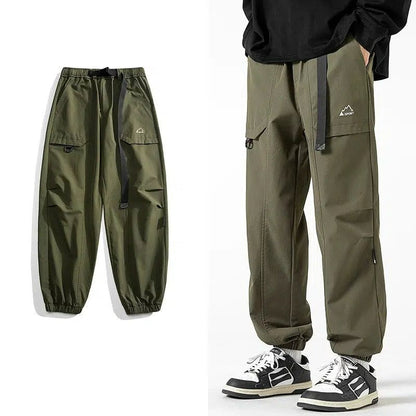Elastic Cuff Belted Strap Track Pants