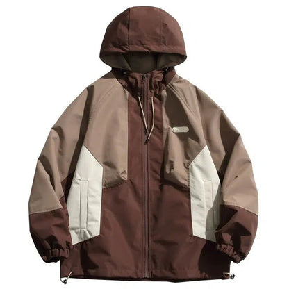 Color Matching Hooded Windbreaker Jacket