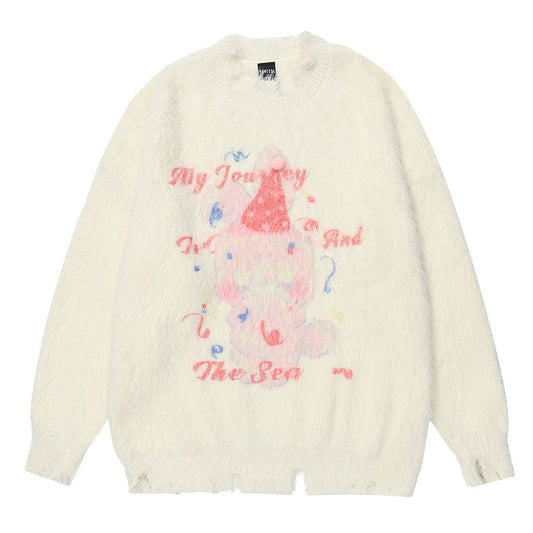 Tattered Fur Graphic Sweater