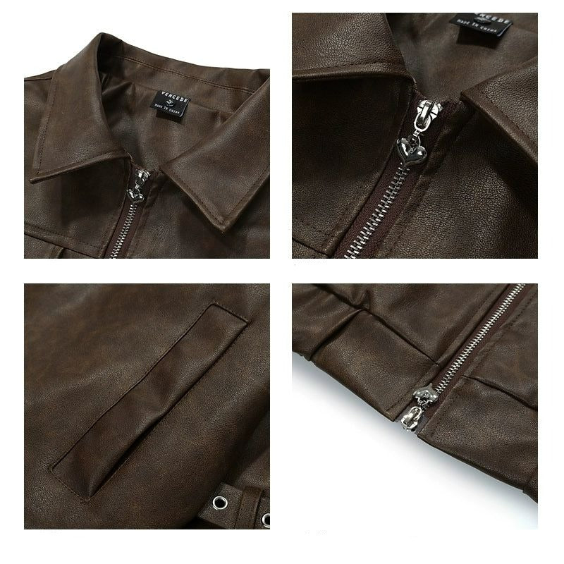 Heart Belt PU Leather Jacket